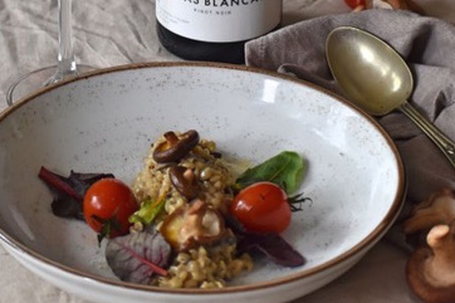 Guiso de mote con champiñones