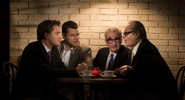 En el set, con Matt Damon, Martin Scorsese y Jack Nicholson.