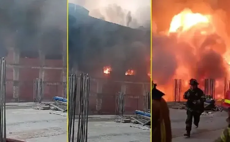 Bomberos captaron el momento en el que estructura colapsa en incendio en Barrios Altos [VIDEO]