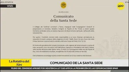 Pronunciamiento del Vaticano antes del inicio del cónclave para elegir el sucesor de Francisco