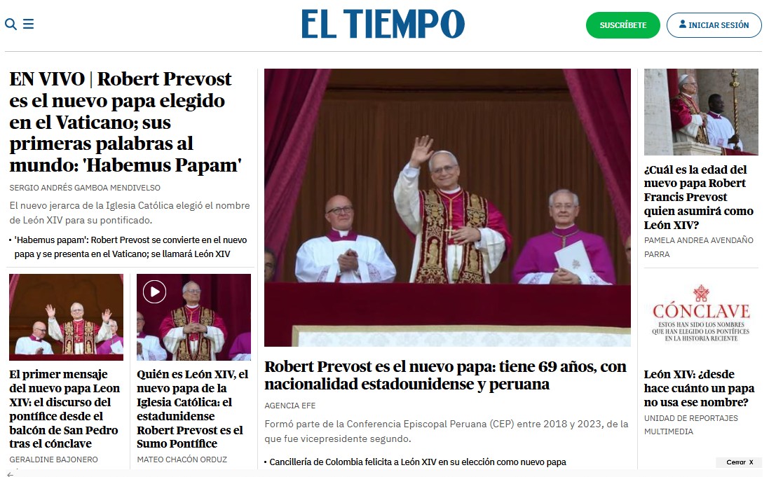 El clima, de Colombia, también destaca que el Papa Leo XIV mantiene su nacionalidad peruana El clima, de Colombia, también destaca que el Papa Leo XIV mantiene su nacionalidad peruana.