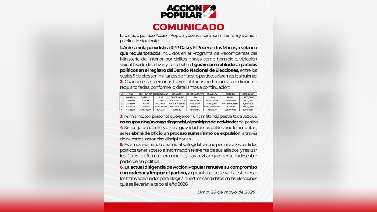 Declaración de asociación de políticas populares.