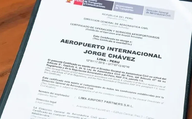 Nuevo aeropuerto internacional Jorge Chávez recibe el certificación de operación del MTC