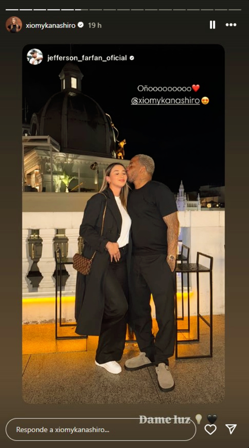 Xiomy Kanashiro compartió su primera foto con su compañero Jefferson Farfán Xiomy Kanashiro compartió su primera foto con su compañero Jefferson Farfán.
