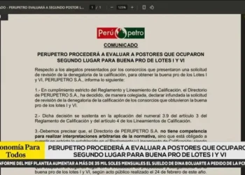 Perupetro evaluará a postores que ocuparon segundo lugar para los lotes I y VI