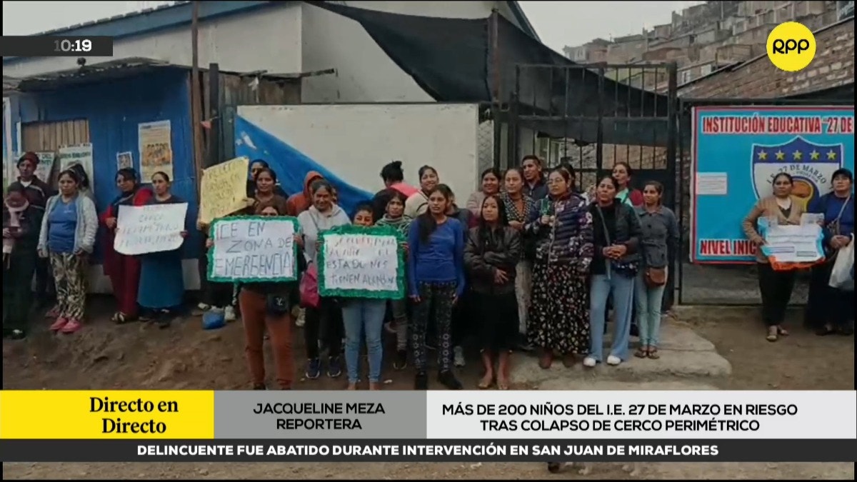 SJL: Más de 200 niños de una escuela están en riesgo después del colapso de la cerca perimétrica