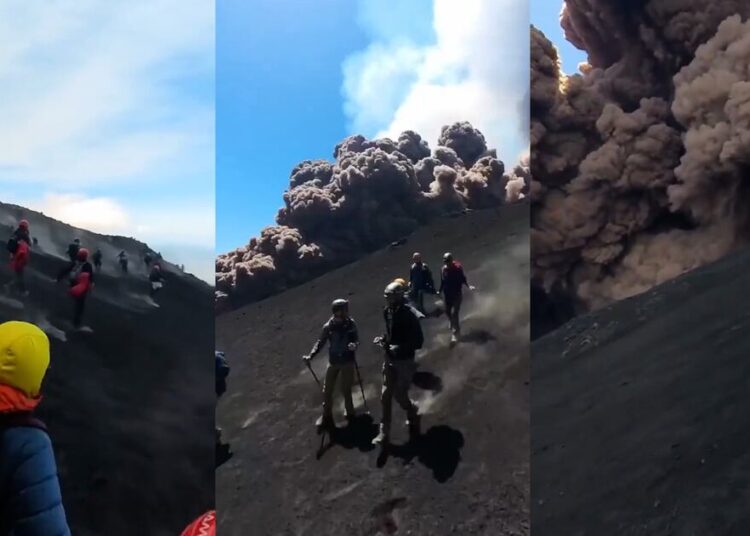 Revelan nuevo registro de turistas huyendo tras erupción del volcán Etna