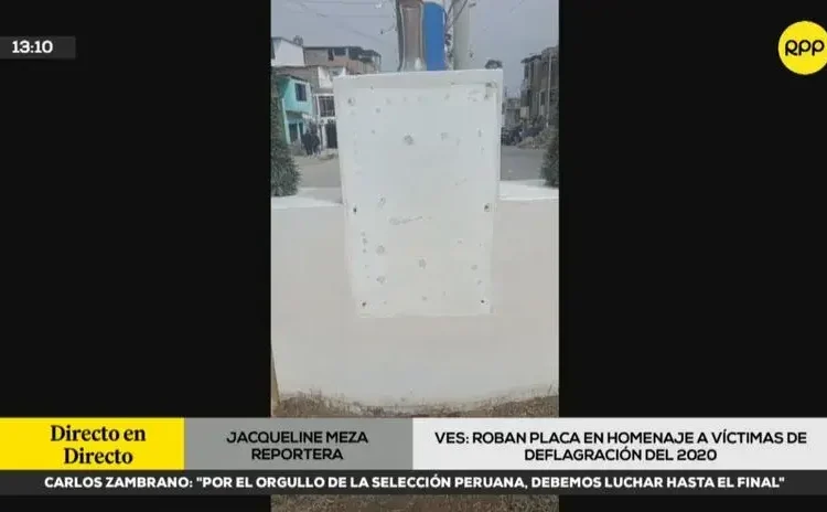 Roban placa en homenaje a víctimas de deflagración en Villa El Salvador en 2020