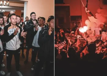 jugadores cremas recibieron tremendo banderazo de sus hinchas en Ayacucho