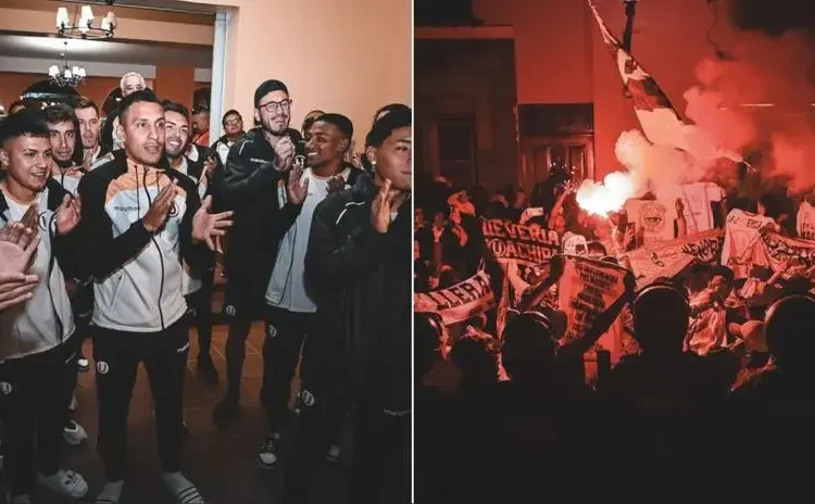jugadores cremas recibieron tremendo banderazo de sus hinchas en Ayacucho