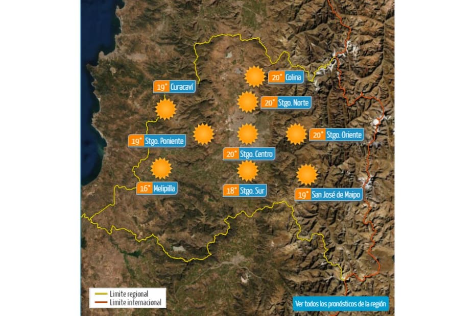 Verifique las temperaturas que tendrán otras comunas del RM. Créditos: DMC.